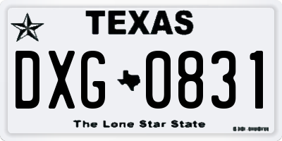 TX license plate DXG0831