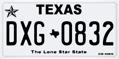 TX license plate DXG0832