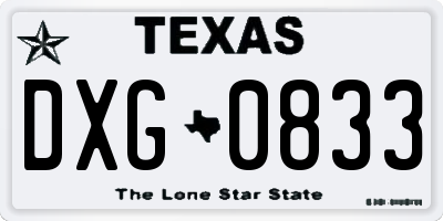 TX license plate DXG0833