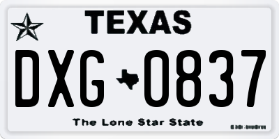 TX license plate DXG0837