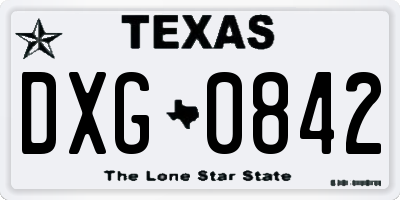 TX license plate DXG0842