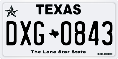 TX license plate DXG0843