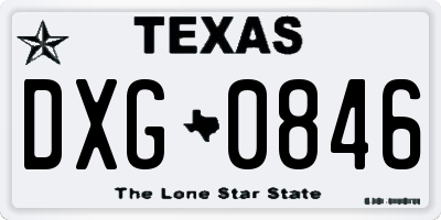 TX license plate DXG0846
