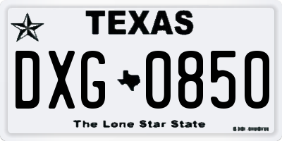 TX license plate DXG0850