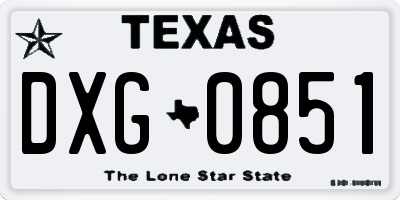 TX license plate DXG0851