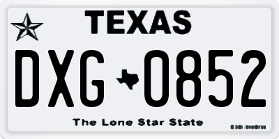 TX license plate DXG0852