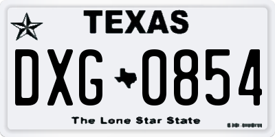 TX license plate DXG0854