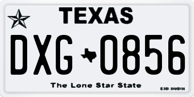 TX license plate DXG0856