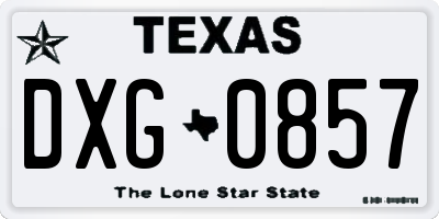 TX license plate DXG0857
