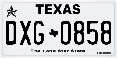 TX license plate DXG0858