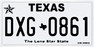 TX license plate DXG0861