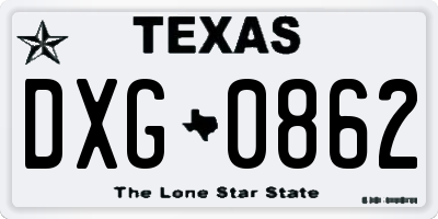 TX license plate DXG0862