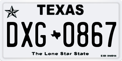 TX license plate DXG0867