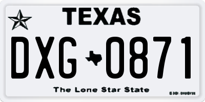 TX license plate DXG0871
