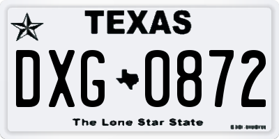 TX license plate DXG0872
