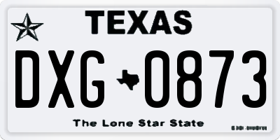 TX license plate DXG0873