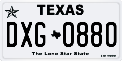 TX license plate DXG0880
