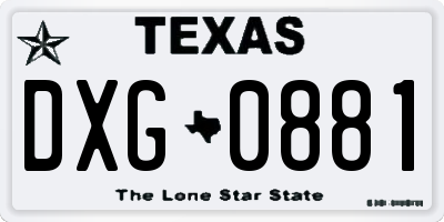 TX license plate DXG0881