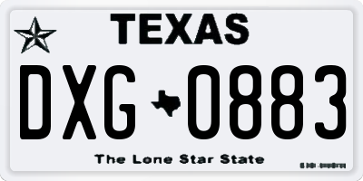 TX license plate DXG0883