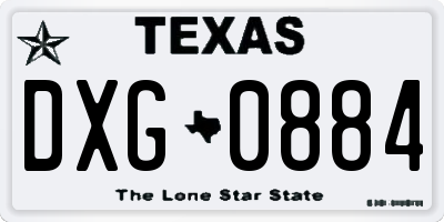 TX license plate DXG0884