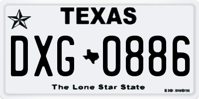 TX license plate DXG0886