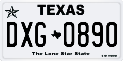 TX license plate DXG0890