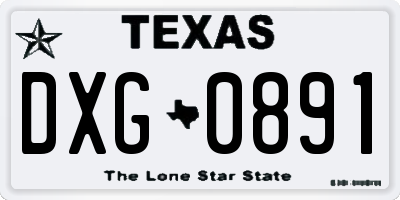 TX license plate DXG0891