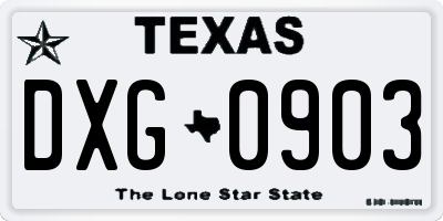 TX license plate DXG0903