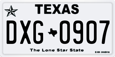 TX license plate DXG0907