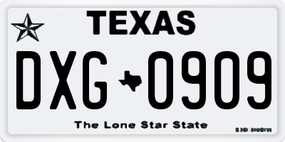 TX license plate DXG0909