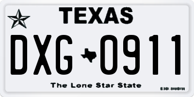 TX license plate DXG0911