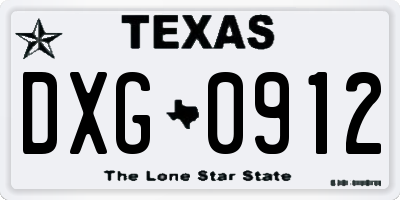 TX license plate DXG0912