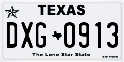 TX license plate DXG0913