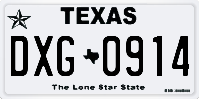 TX license plate DXG0914