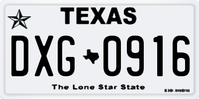 TX license plate DXG0916