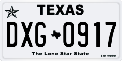 TX license plate DXG0917