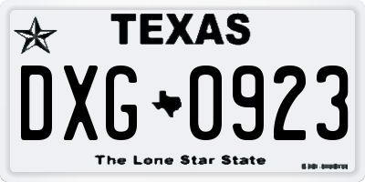 TX license plate DXG0923