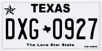 TX license plate DXG0927