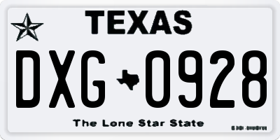 TX license plate DXG0928