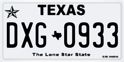 TX license plate DXG0933