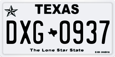 TX license plate DXG0937