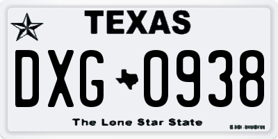 TX license plate DXG0938