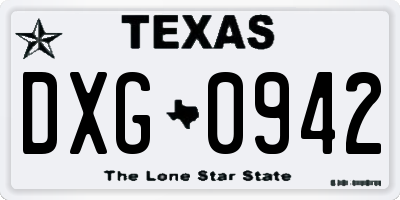 TX license plate DXG0942