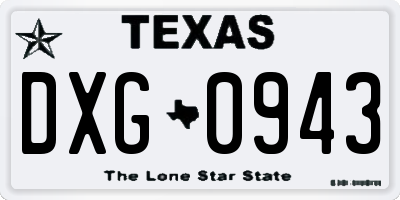 TX license plate DXG0943