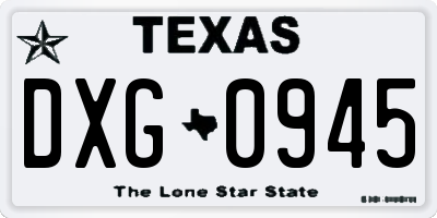 TX license plate DXG0945