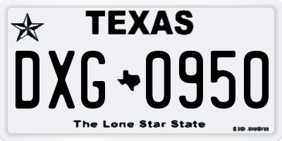TX license plate DXG0950