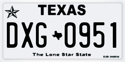 TX license plate DXG0951