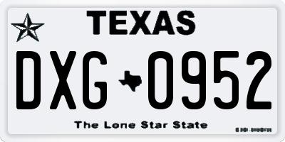 TX license plate DXG0952
