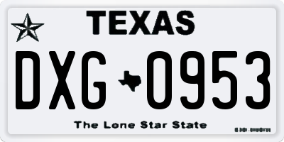 TX license plate DXG0953
