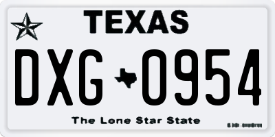 TX license plate DXG0954